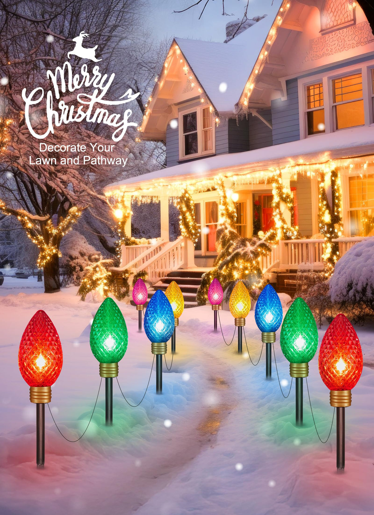 Minetom Christmas String Lights, 11ft 5 LED, Waterproof, 2 Pack Super Jumbo, Strawberry Multicolor, Model GY-C-50.6-U-B1