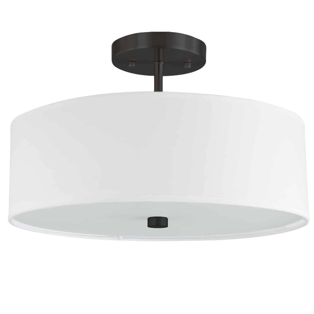 Dainolite Everly Semi Flush Light Fixture, 3-Light, 180 Watts, Black, Model 571-143SF-MB-WH