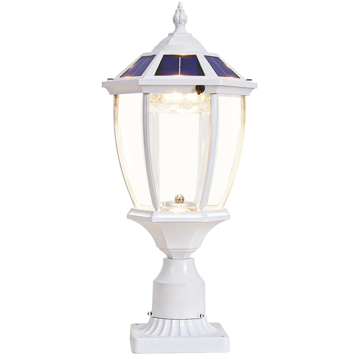 GYDZ Solar Post Light, Waterproof Aluminum Lamp for Pillar, Dusk to Dawn, Model 6531S.E-WH, White