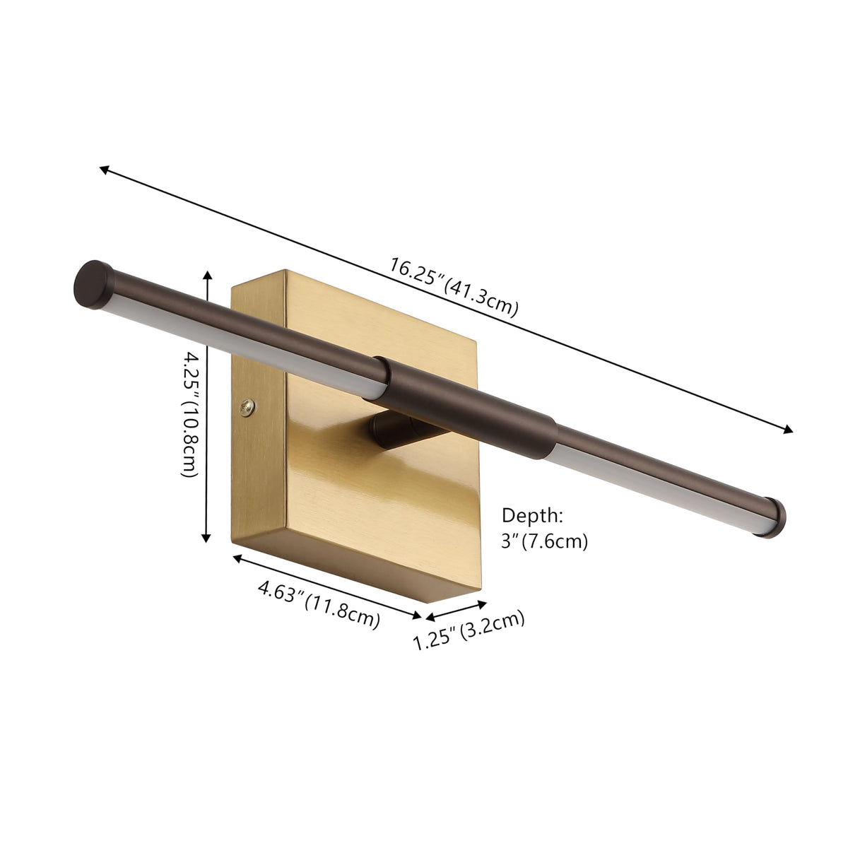 JONATHAN Y Modern Minimalist Wall Sconce, Dimmable LED, Metal, 16.25in, Oil Rubbed Bronze/Brass Gold, Model JYL7039F