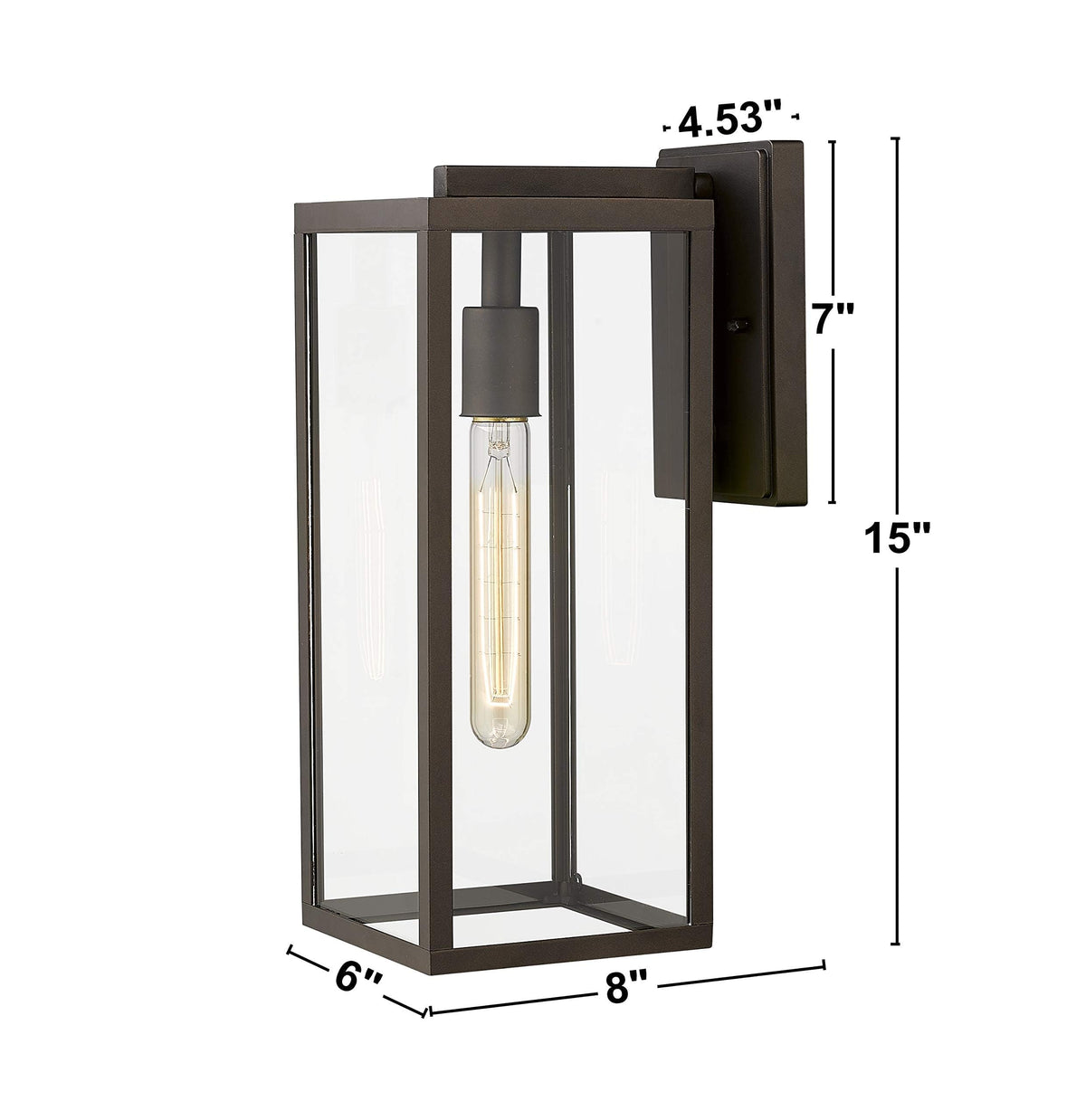 Bestshared Outdoor Wall Lantern - 15in 1-Light Sconce, Metal, Oil Rubbed Bronze, Model 4176, 1 Pack