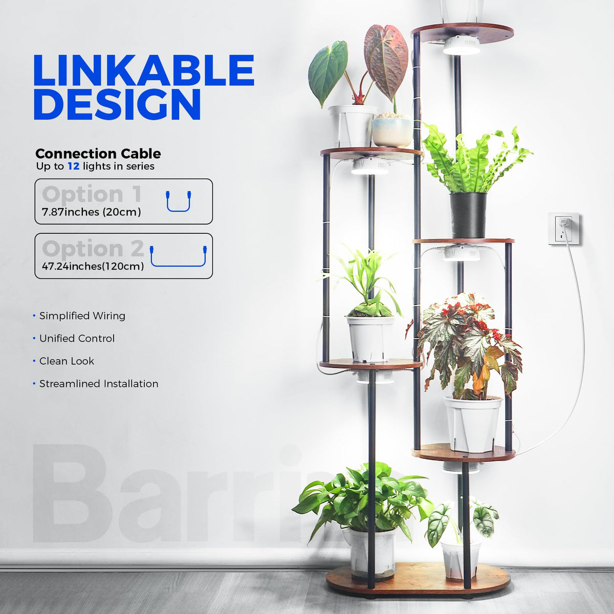 Barrina Puck Grow Light, 5000K Full Spectrum, 36W, Linkable with Timer, 5 Dimmable Levels, 4 Packs, Model OG09-4T