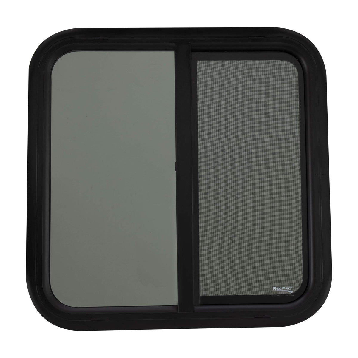 RecPro RV Window Replacement | Teardrop Style | 24inW x 24inH | Black Glass | Model RP-WIN