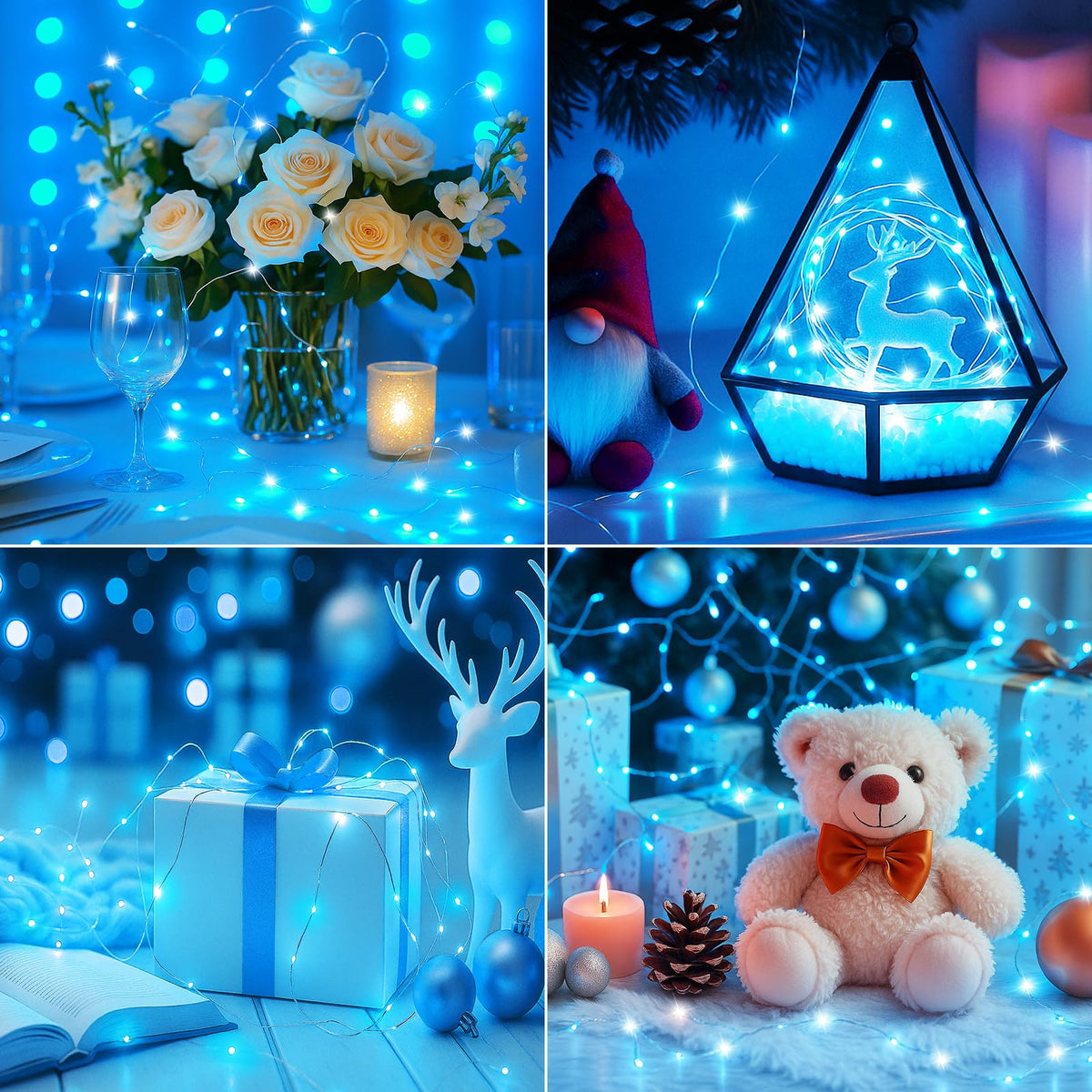 btfarm 12 Pack Fairy Lights, Battery Operated, 20 LED, Waterproof, Blue White